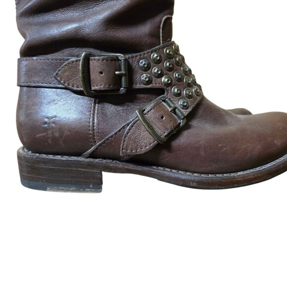 Ladies Frye Jenna Studded Brown Leather Boots - Picture 5 of 7
